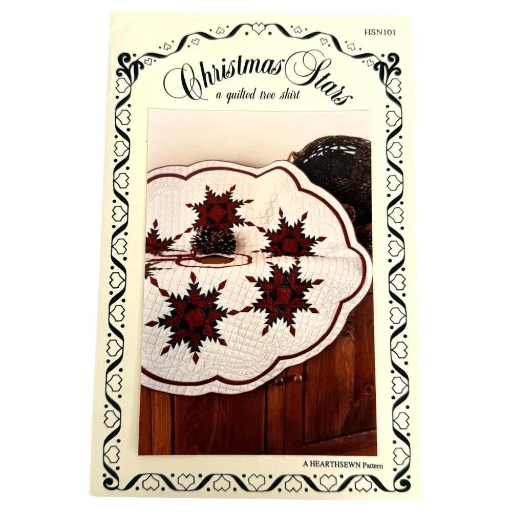1986 CHRISTMAS STARS Quilted Tree Skirt Pattern by Jodi G. Warner Hearthsewn 45